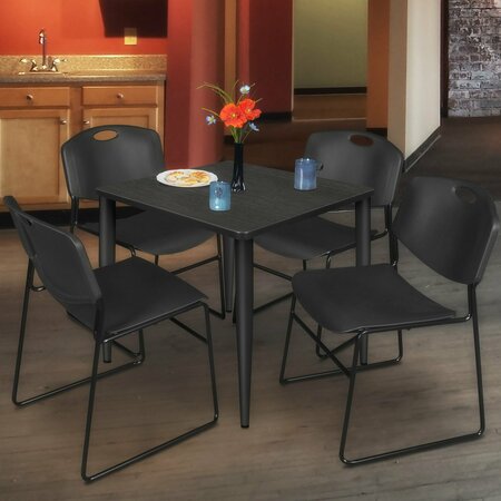 REGENCY Kahlo Square Table & Chair Sets, 36 W, 36 L, 29 H, Wood, Metal, Polypropylene Top, Ash Grey TPL3636AGBK44BK